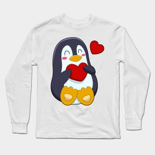 Penguin with Heart Long Sleeve T-Shirt